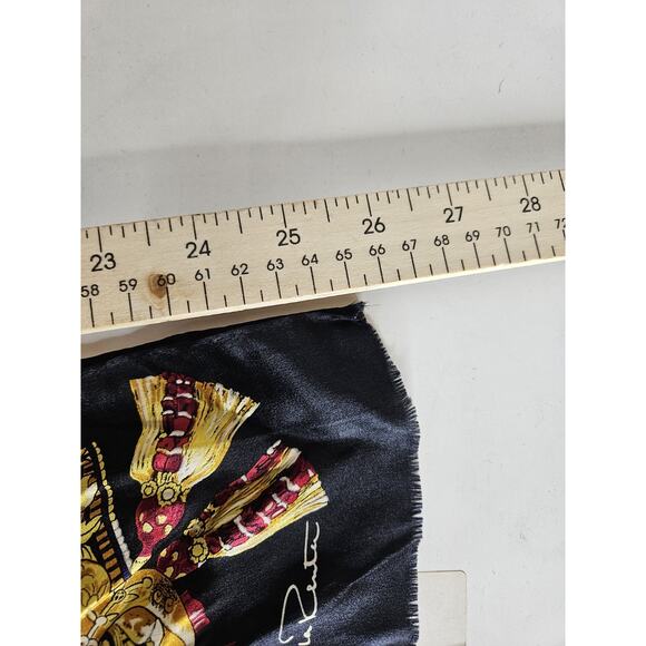 VTG Woman’s Oscar De La Renta 100% Bangels Silk Scarf Rectangle 10” X 50” G - Picture 6 of 6
